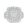Thumbnail Image 4 of Previously Owned - 2 CT. T.W. Princess Multi-Diamond Double Frame Vintage-Style Engagement Ring in 10K White Gold