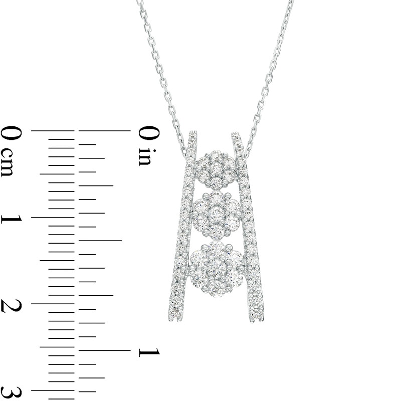 Main Image 2 of Previously Owned - Marilyn Monroe™ Collection 3/4 CT. T.W. Journey Multi-Diamond Trio Ladder Pendant in 10K White Gold