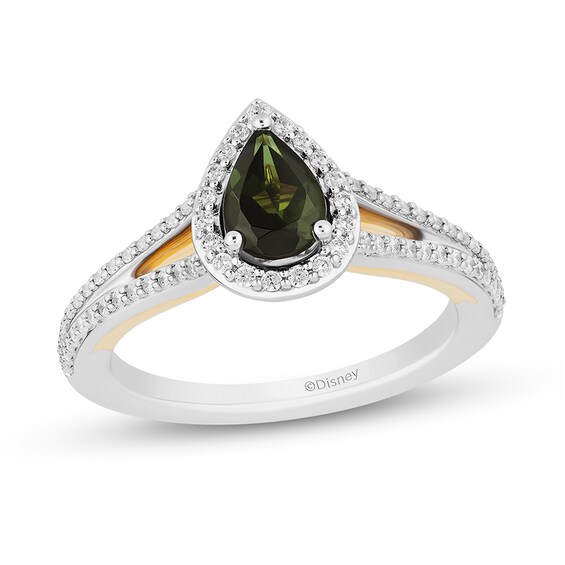 Previously Owned - Enchanted Disney Tinker Bell Green Tourmaline and 3/8 CT. T.w. Diamond Ring in 14K Two-Tone Gold
