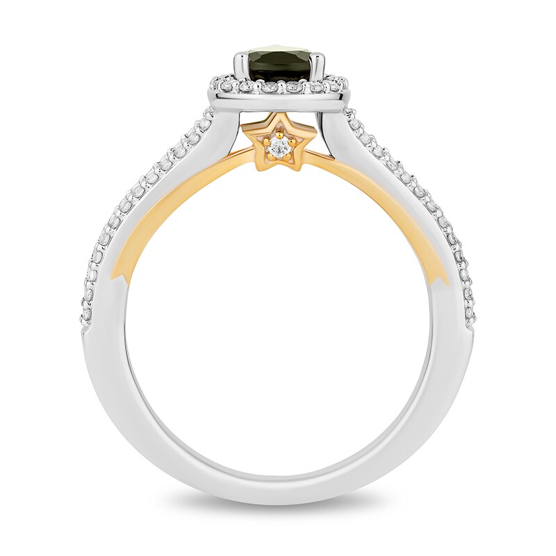 Main Image 3 of Previously Owned - Enchanted Disney Tinker Bell Green Tourmaline and 3/8 CT. T.W. Diamond Ring in 14K Two-Tone Gold