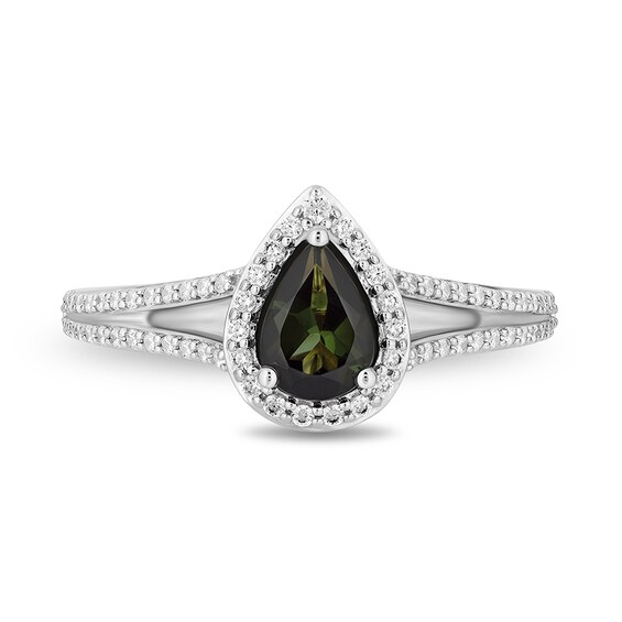 Previously Owned - Enchanted Disney Tinker Bell Green Tourmaline and 3/8 CT. T.w. Diamond Ring in 14K Two-Tone Gold