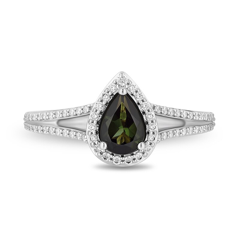 Main Image 4 of Previously Owned - Enchanted Disney Tinker Bell Green Tourmaline and 3/8 CT. T.W. Diamond Ring in 14K Two-Tone Gold