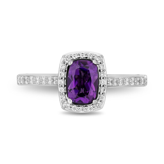 Previously Owned - Enchanted Disney Villains Ursula Amethyst and 1/3 CT. T.w. Diamond Frame Ring in 14K White Gold