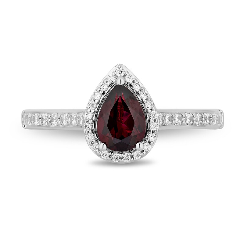 Main Image 4 of Previously Owned - Enchanted Disney Mulan Rhodolite Garnet and 1/3 CT. T.W. Diamond Frame Ring in 14K Two-Tone Gold