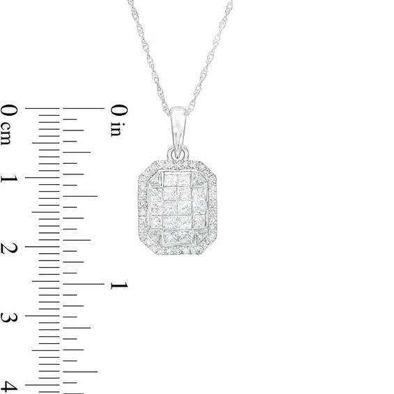 Previously Owned - 3/4 CT. T.w. Emerald-Shaped Multi-Diamond Frame Pendant in 10K White Gold