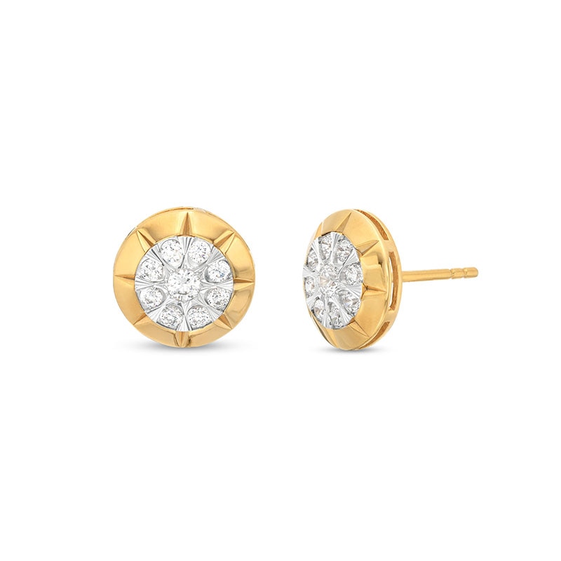 Main Image 1 of Previously Owned - 1/2 CT. T.W. Multi-Diamond Stud Earrings in 10K Two-Tone Gold