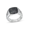 Thumbnail Image 1 of Previously Owned - Vera Wang Men 7/8 CT. T.W. Black Multi-Diamond Signet Ring in Sterling Silver with Black Rhodium