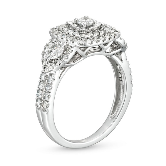 Previously Owned - 1 CT. T.w. Diamond Square Teardrop Sides Past Present Future® Engagement Ring in 10K White Gold
