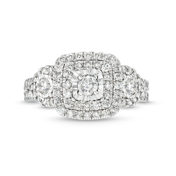 Previously Owned - 1 CT. T.w. Diamond Square Teardrop Sides Past Present Future® Engagement Ring in 10K White Gold
