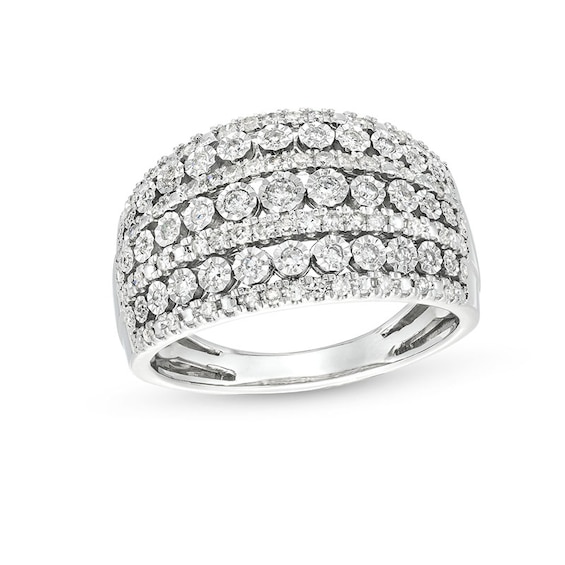 Previously Owned - 1/2 CT. T.w. Diamond Edge Multi-Row Band in 10K White Gold