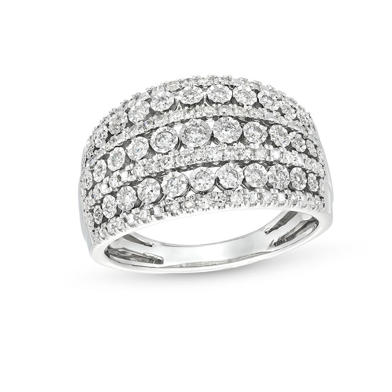 Main Image 1 of Previously Owned - 1/2 CT. T.W. Diamond Edge Multi-Row Band in 10K White Gold