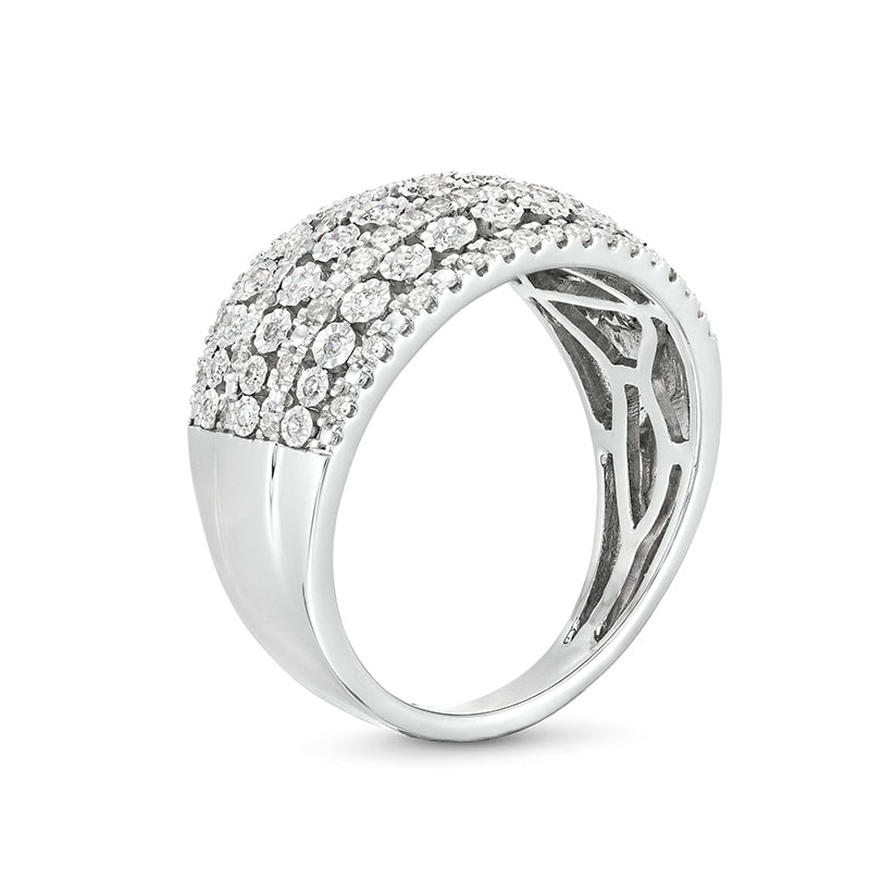 Main Image 3 of Previously Owned - 1/2 CT. T.W. Diamond Edge Multi-Row Band in 10K White Gold