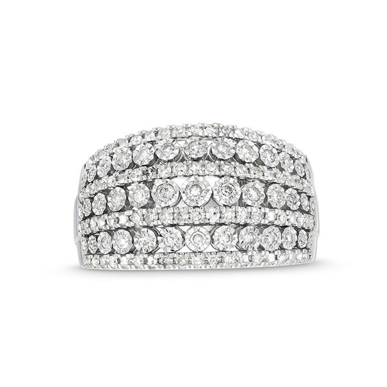 Previously Owned - 1/2 CT. T.w. Diamond Edge Multi-Row Band in 10K White Gold