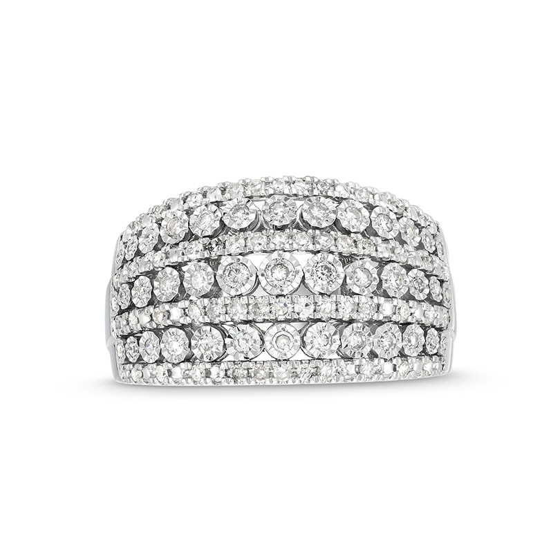 Main Image 4 of Previously Owned - 1/2 CT. T.W. Diamond Edge Multi-Row Band in 10K White Gold