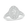 Thumbnail Image 1 of Previously Owned - Vera Wang Love Collection 5/8 CT. T.W. Oval Diamond Double Frame Engagement Ring in 14K White Gold
