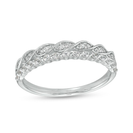 Previously Owned - 1/4 CT. T.w. Diamond Twist Double Row Stackable Anniversary Band in 14K White Gold
