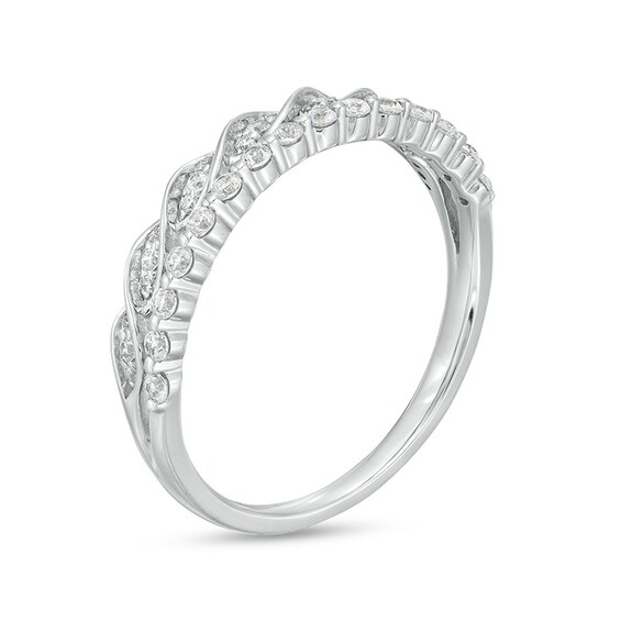 Previously Owned - 1/4 CT. T.w. Diamond Twist Double Row Stackable Anniversary Band in 14K White Gold