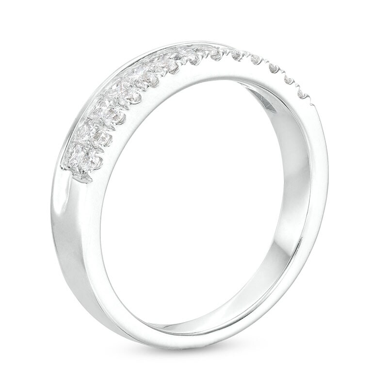 Main Image 3 of Previously Owned - 5/8 CT. T.W. Princess-Cut and Round Diamond Double Row Anniversary Band in 14K White Gold