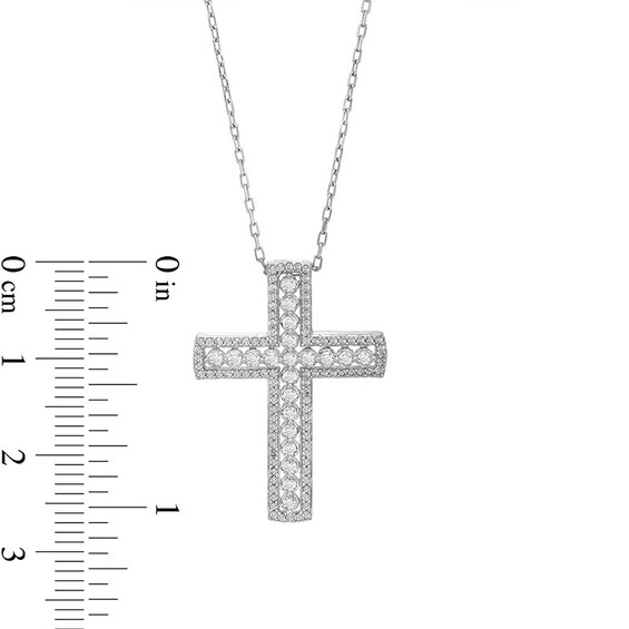 Previously Owned - 1/2 CT. T.w. Diamond Frame Cross Pendant in 10K White Gold