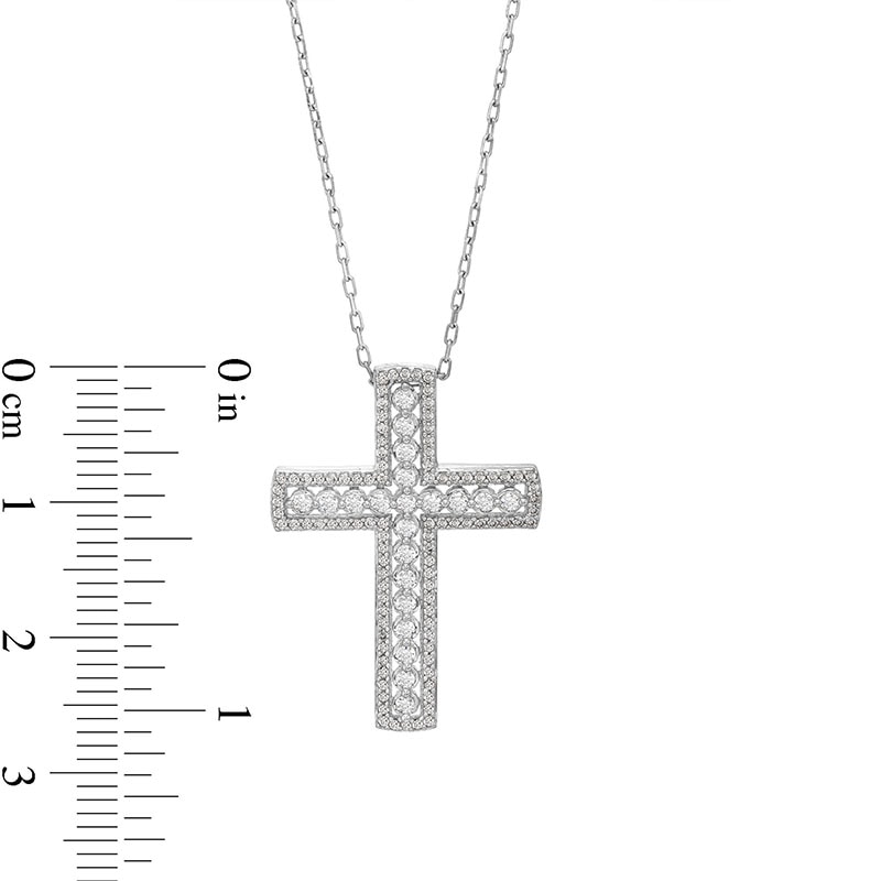 Main Image 3 of Previously Owned - 1/2 CT. T.W. Diamond Frame Cross Pendant in 10K White Gold