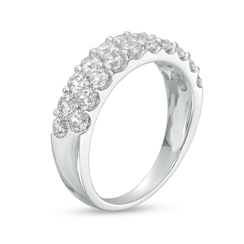 Main Image 2 of Previously Owned - 1-1/2 CT. T.W. Lab-Grown Diamond Double Row Anniversary Band in 14K White Gold (F/VS2)