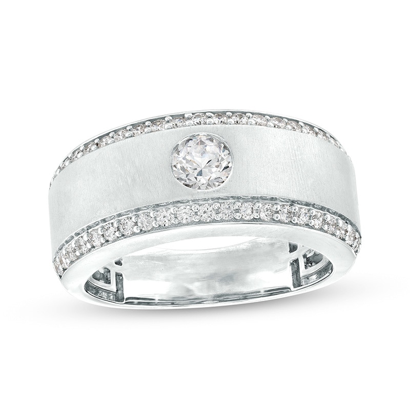 Main Image 1 of Previously Owned - 1 CT. T.W. Lab-Grown Diamond Lined Wedding Band in 14K White Gold (F/VS2)