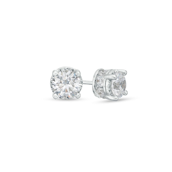 Previously Owned - 3 CT. T.w. Lab-Grown Diamond Solitaire Hidden Frame Stud Earrings in 10K White Gold (I/I1)
