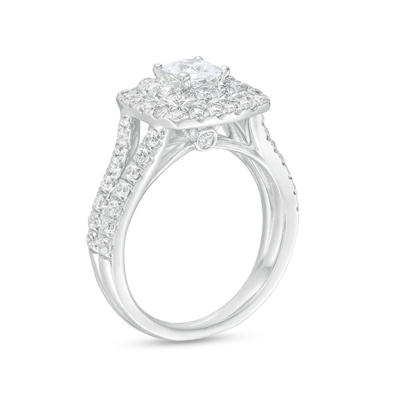 Previously Owned - 2 CT. T.w. Princess-Cut Lab-Grown Diamond Double Frame Engagement Ring in 14K White Gold (F/Vs2)