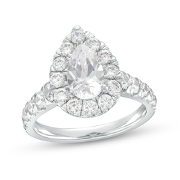 Previously Owned - 2-1/2 CT. T.W. Pear-Shaped Lab-Grown Diamond Frame Engagement Ring in 14K White Gold (F/VS2)