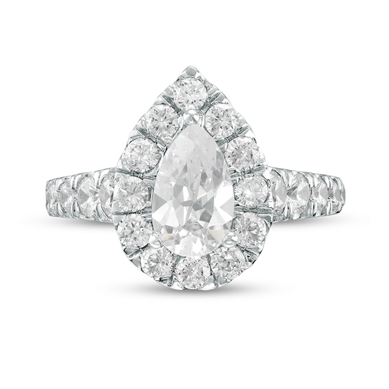 Previously Owned - 2-1/2 CT. T.w. Pear-Shaped Lab-Grown Diamond Frame Engagement Ring in 14K White Gold (F/Vs2)