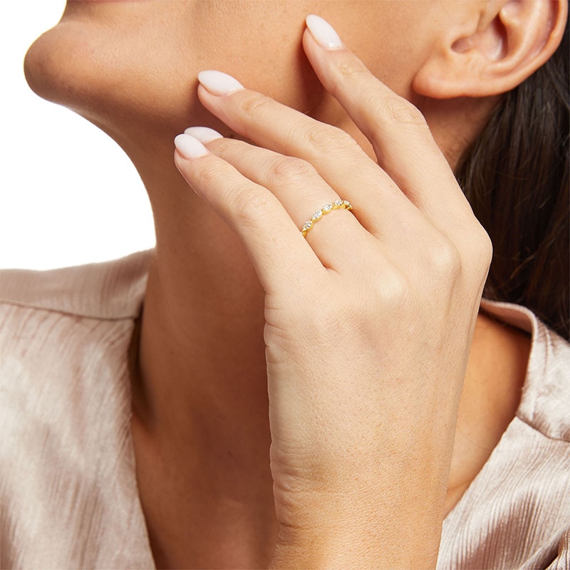 Main Image 2 of Previously Owned - Kleinfeld® x Peoples 1/2 CT. T.W.  Marquise Lab-Grown Diamond Eight Stone Band in 18K Gold