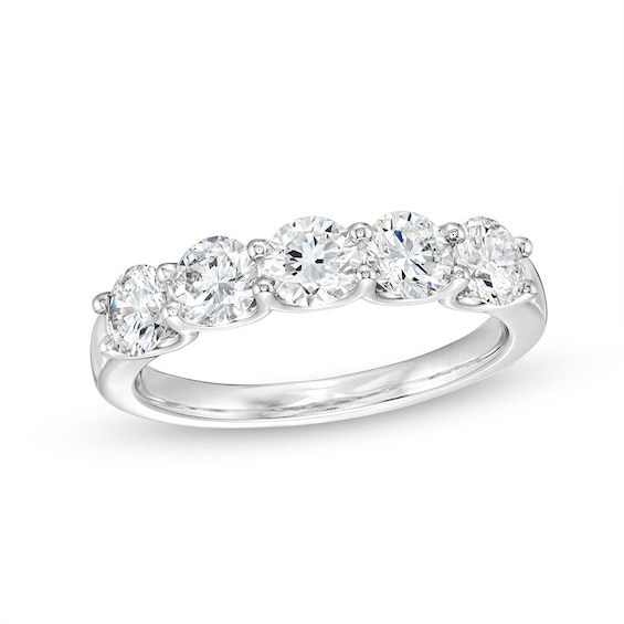 Previously Owned - 1-1/2 CT. T.w. Lab-Grown Diamond Five Stone Band in 10K White Gold (I/Si2)