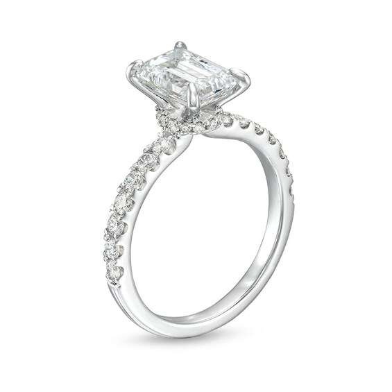 Previously Owned - 2-1/2 CT. T.w. Emerald-Cut Lab-Grown Diamond Engagement Ring in 14K White Gold (H/Si2)