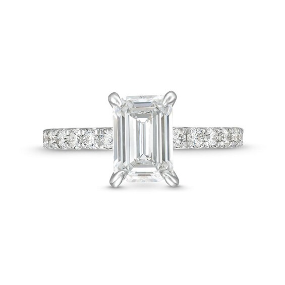 Previously Owned - 2-1/2 CT. T.w. Emerald-Cut Lab-Grown Diamond Engagement Ring in 14K White Gold (H/Si2)