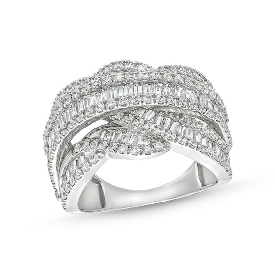 Previously Owned - 3 CT. T.w. Lab-Grown Diamond Woven Orbit Ring in 10K White Gold