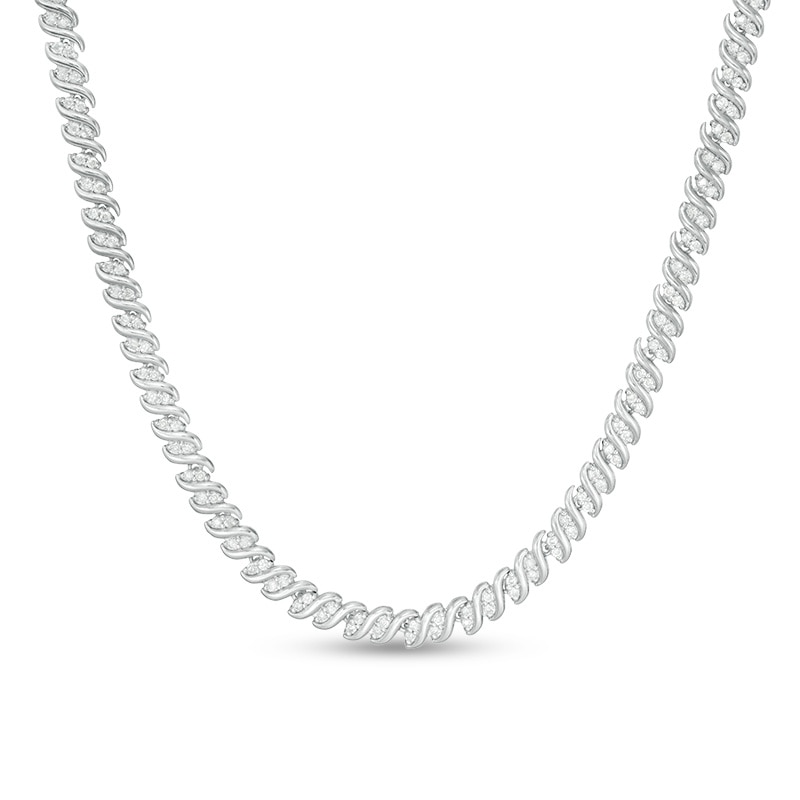 Main Image 1 of Previously Owned - 2 CT. T.W. Diamond Tennis Necklace in Sterling Silver - 17"