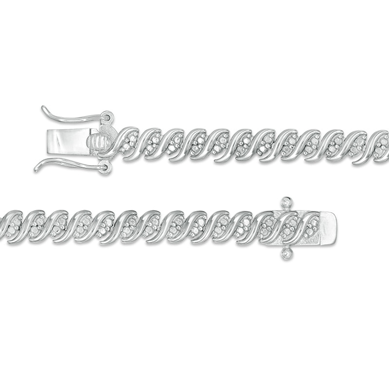 Main Image 3 of Previously Owned - 2 CT. T.W. Diamond Tennis Necklace in Sterling Silver - 17"