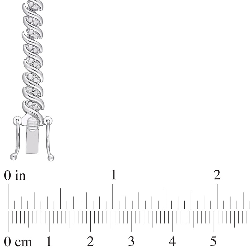 Main Image 4 of Previously Owned - 2 CT. T.W. Diamond Tennis Necklace in Sterling Silver - 17"