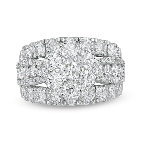Previously Owned - 4 CT. T.w. Composite Diamond Multi-Row Engagement Ring in 14K White Gold