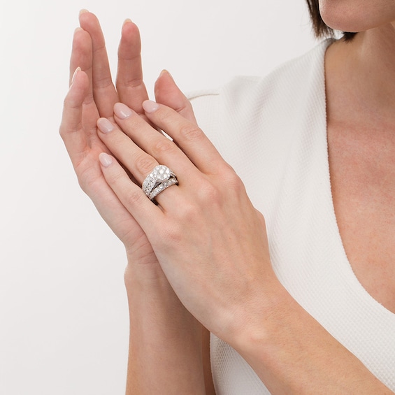 Previously Owned - 4 CT. T.w. Composite Diamond Multi-Row Engagement Ring in 14K White Gold