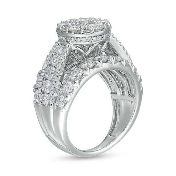 Previously Owned - 4 CT. T.w. Composite Diamond Multi-Row Engagement Ring in 14K White Gold