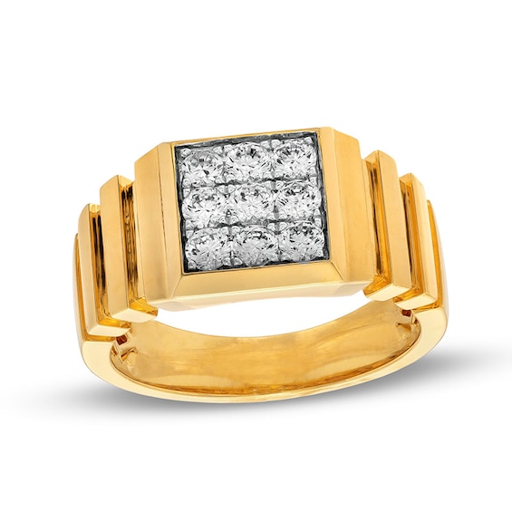Previously Owned - 3/4 CT. T.w. Composite Square Diamond Comfort-Fit Divot Shank Ring in 10K Gold
