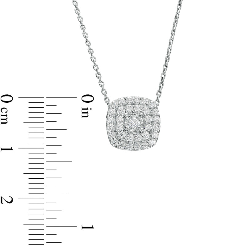 Main Image 2 of Previously Owned - 1 CT. T.W. Diamond Double Cushion-Shaped Frame Pendant and Stud Earrings Set in Sterling Silver - 17"