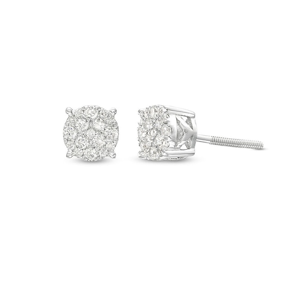 Previously Owned - 1/4 CT. T.w. Multi-Diamond Stud Earrings in 10K White Gold