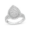 Thumbnail Image 1 of Previously Owned - 1 CT. T.W. Pear Multi-Diamond Multi-Row Vintage-Style Engagement Ring in 10K White Gold