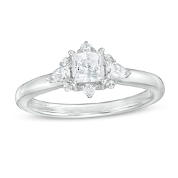 Previously Owned - Vera Wang Love Collection 3/4 CT. T.W. Princess-Cut Diamond Ornate Engagement Ring in 14K White Gold
