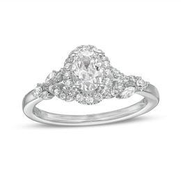 Previously Owned - Vera Wang Love Collection 3/4 CT. T.W. Oval Diamond Frame Engagement Ring in 14K White Gold