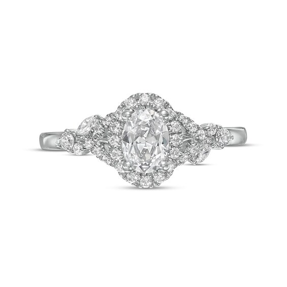 Previously Owned - Vera Wang Love Collection 3/4 CT. T.w. Oval Diamond Frame Engagement Ring in 14K White Gold