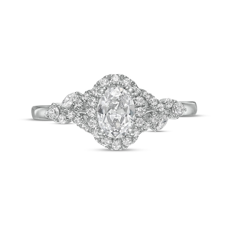 Main Image 3 of Previously Owned - Vera Wang Love Collection 3/4 CT. T.W. Oval Diamond Frame Engagement Ring in 14K White Gold