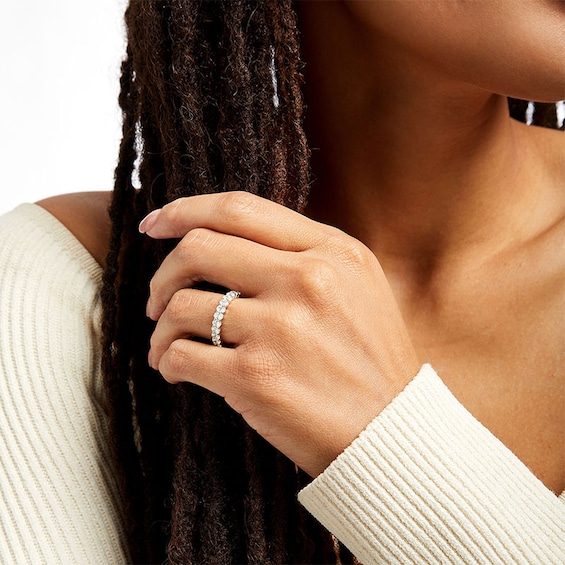 Previously Owned - 1-1/4 CT. T.w. Oval Diamond Band in 14K White Gold (I/Si2)